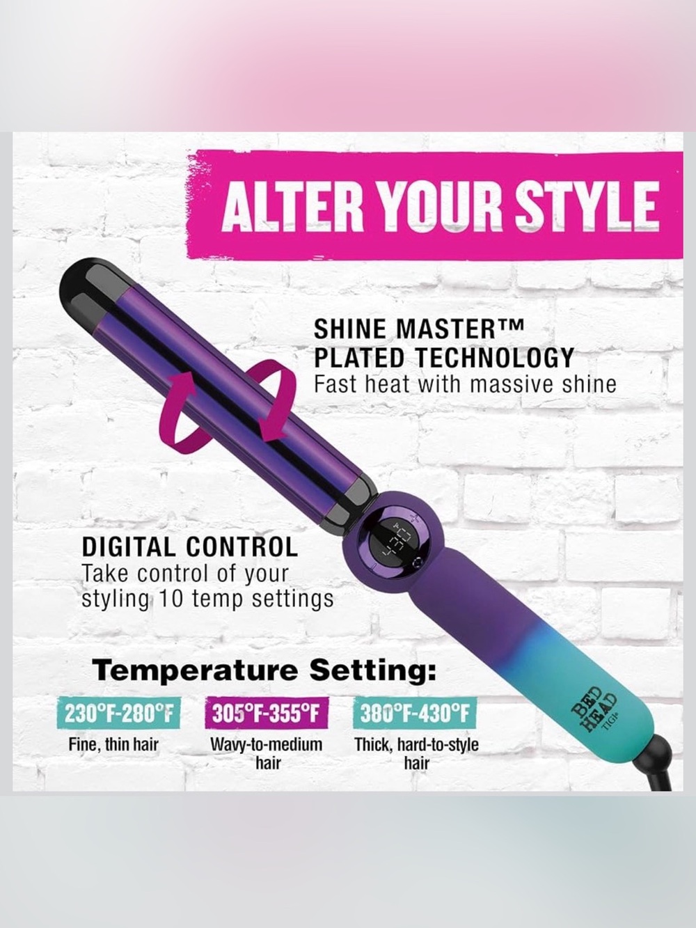 Bed Head Rough Volume 1.25" Digital Hair Curling Wand - Picture 5 of 5